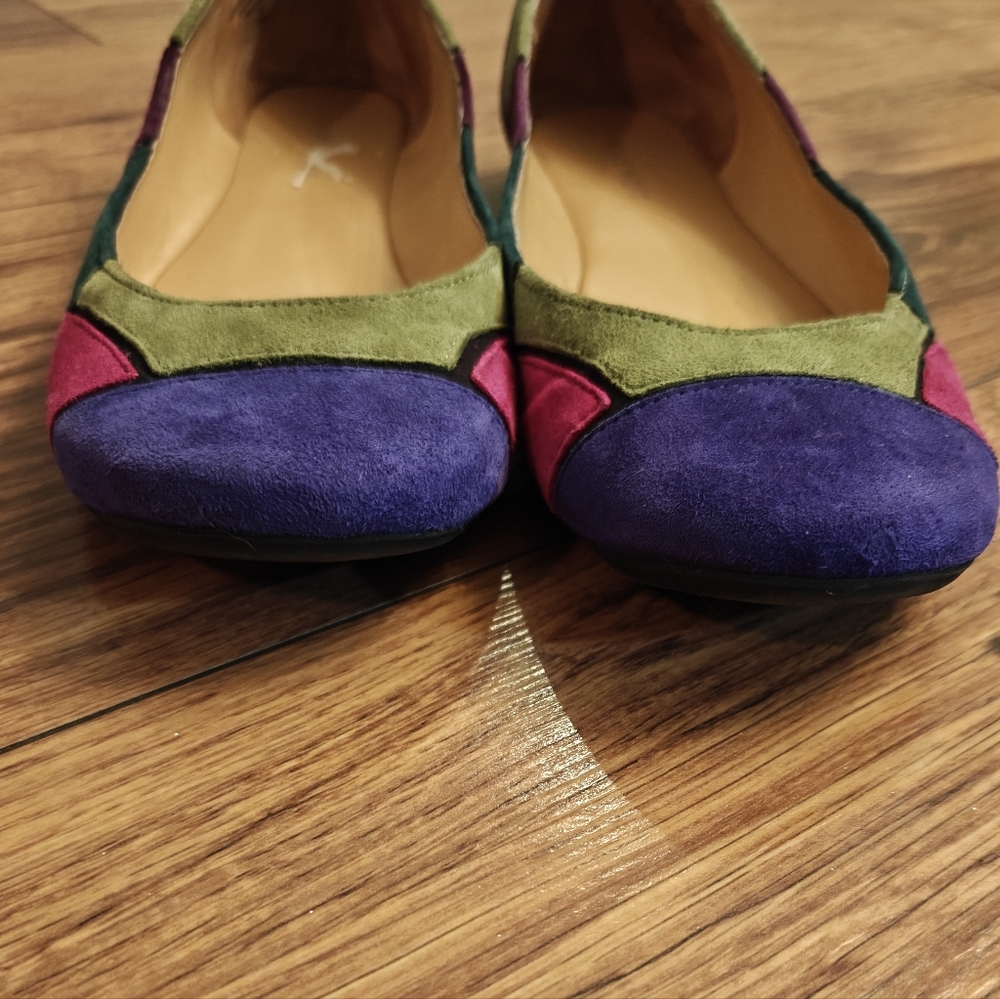 Suede Patchwork Ballet Flats Nine West Womens 8 Y2K Funky Leather Statement Boho - Picture 6 of 9